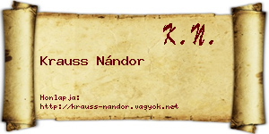 Krauss Nándor névjegykártya